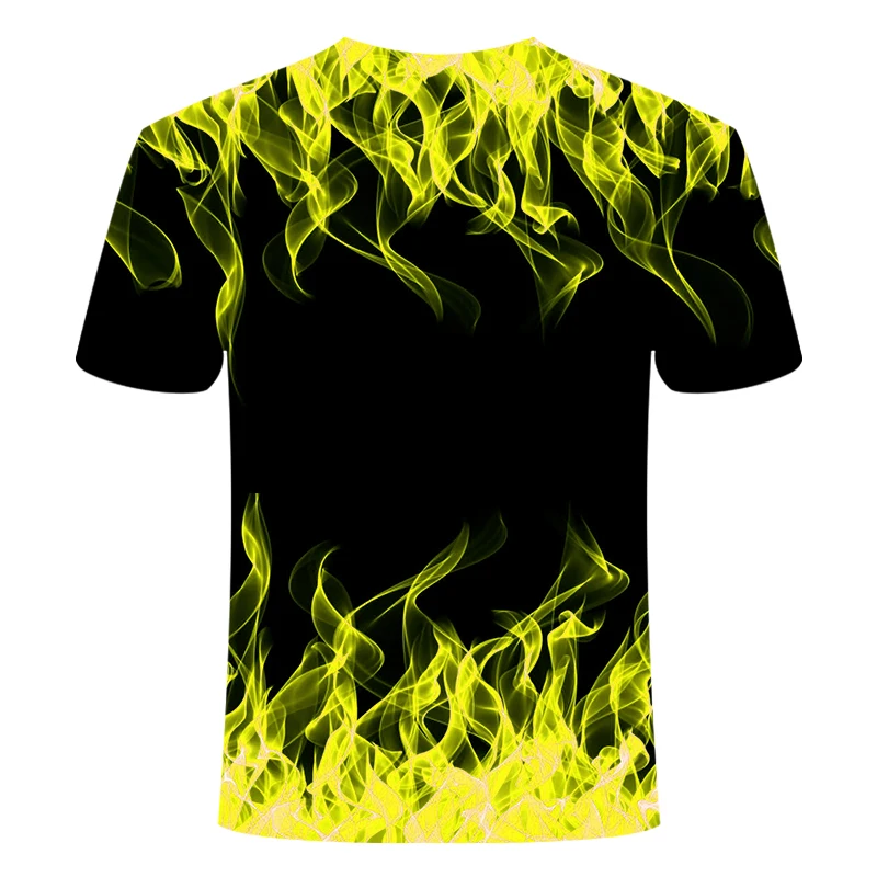 3d футболка черная футболка Повседневный Топ Camiseta Streatwear с коротким рукавом Ткань Синий Красный пламенный модная летняя футболка мужская футболка