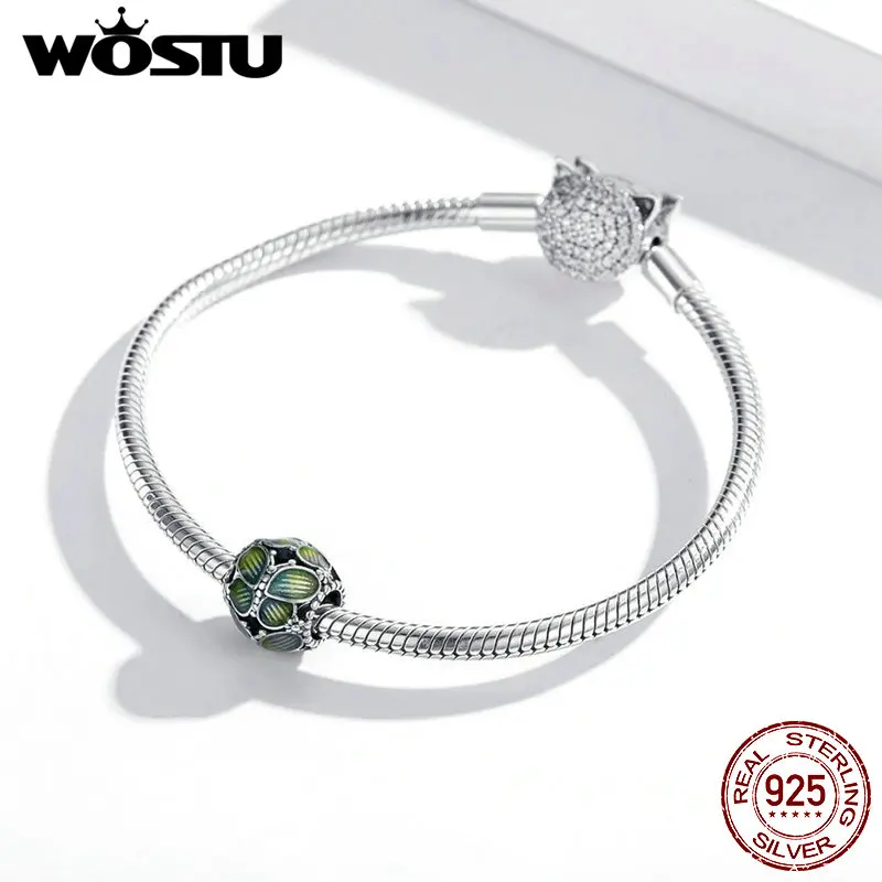 WOSTU 100% 925 стерлингового серебра бисера Фэнтези бабочки очарование кулон в форме