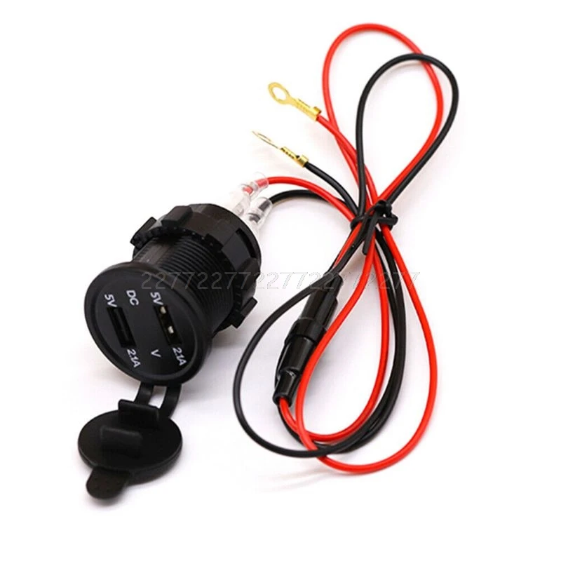 

5V 2.1A Waterproof Dual Ports USB Charger Socket Adapter Power Outlet with Voltage Display Voltmeter for 12-24V S18 19