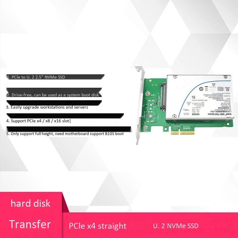 

NVMe Adapter PCIe to U.2 PCI-E X4 to Single-Port U.2 NVMe SSD High Speed Expansion Card Extender