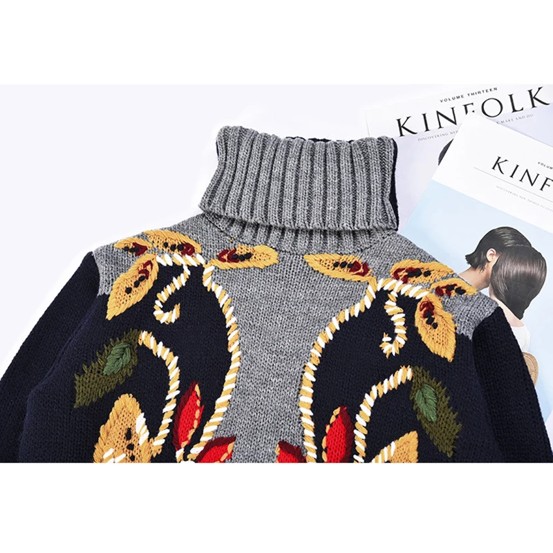 COLOREE осень зима 2019 новый женский свитер Элегантная вышивка длинный рукав