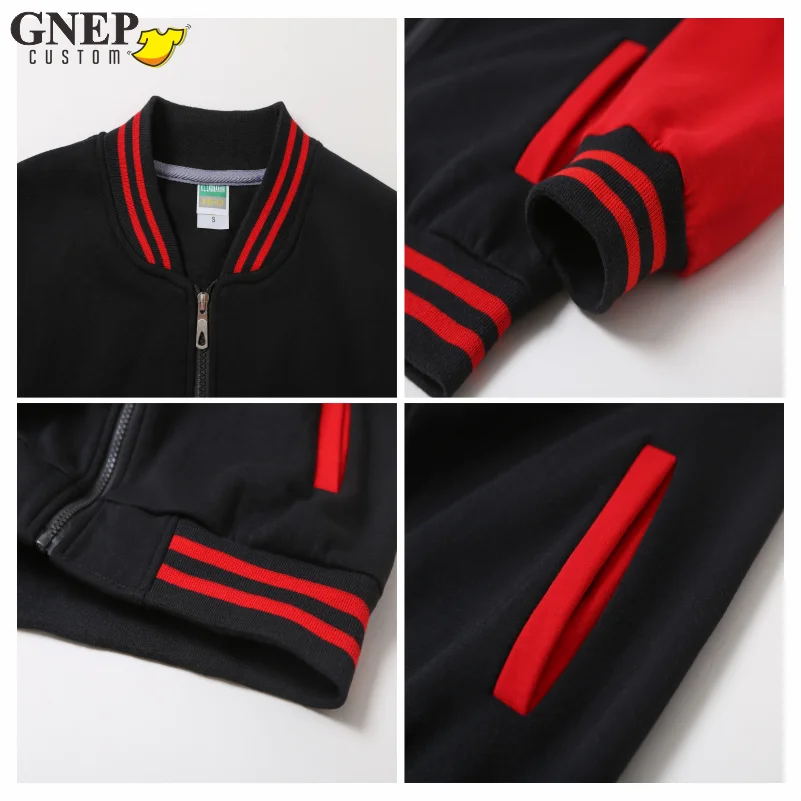 GNEP Trendy Zipper Jacket Custom Logo Fashion Baseball Uniform Design Personality Brand Pattern Casual Sweatshirt Print Text