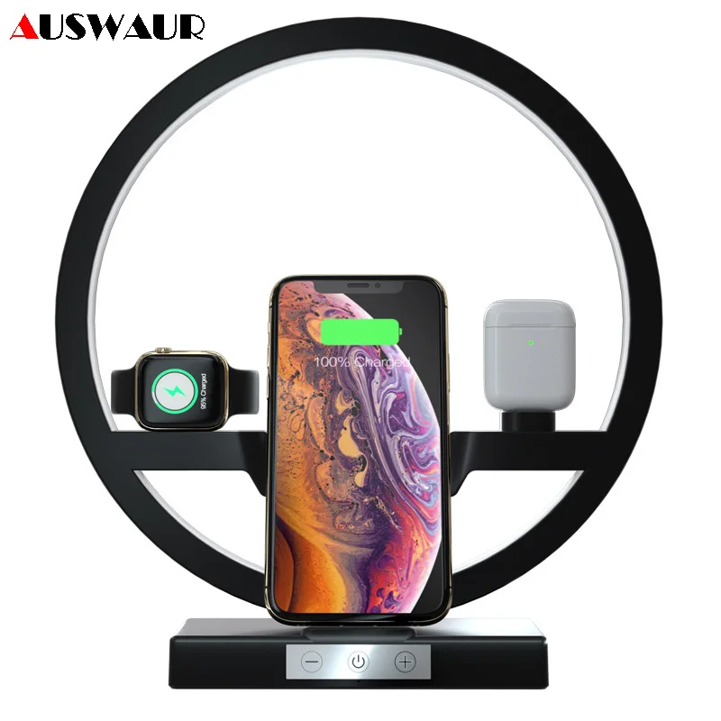 Беспроводная зарядная док станция 3 в 1 для iPhone 11 Pro Max Apple Watch iWatch 2 4 5