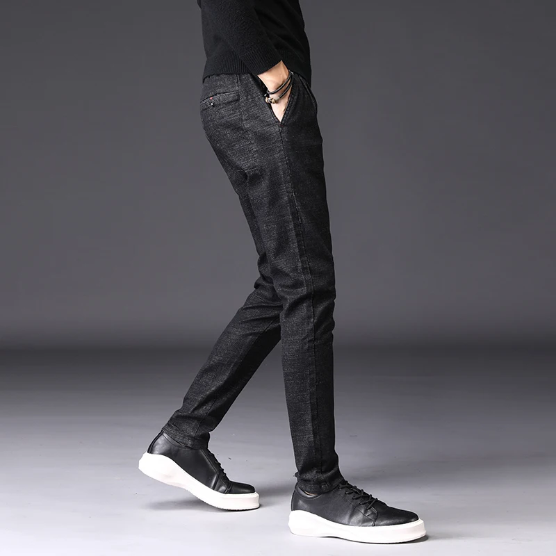 Мужские джинсы с веревкой и галстуком в Корейском стиле на осень зиму модные