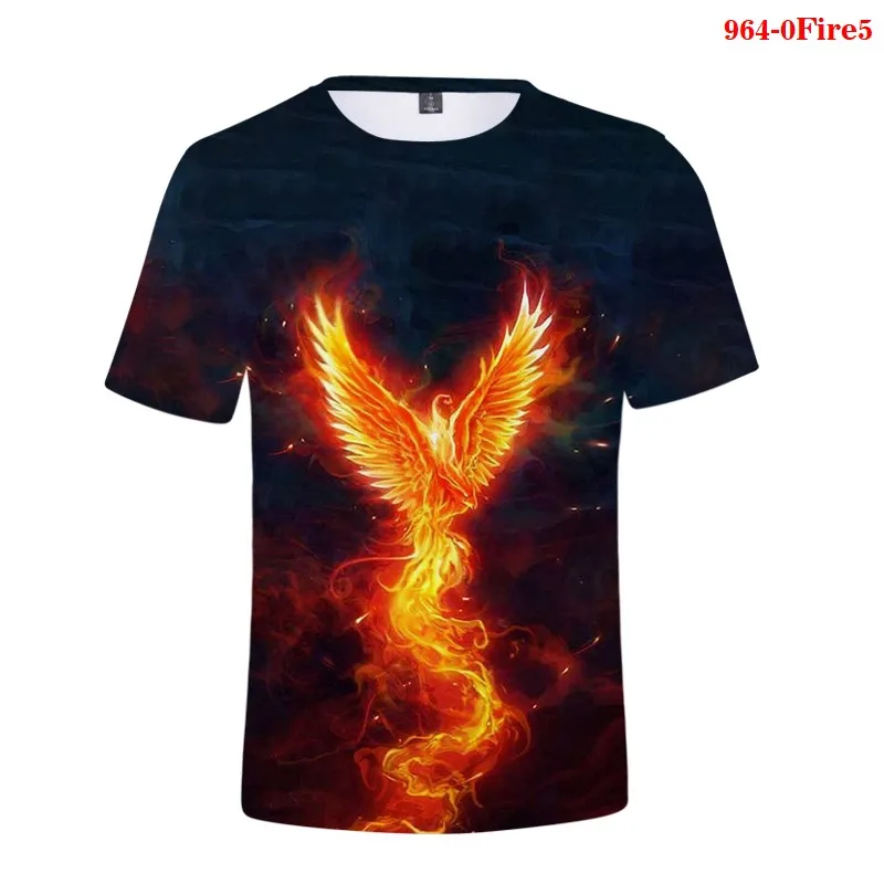 

Hot Sale 3d T Shirt Fire Phoenix Bird Print Men Cosplay Short Sleeve Harajuku Tshirt Summer Loose Fire Phoenix Bird Streetwear