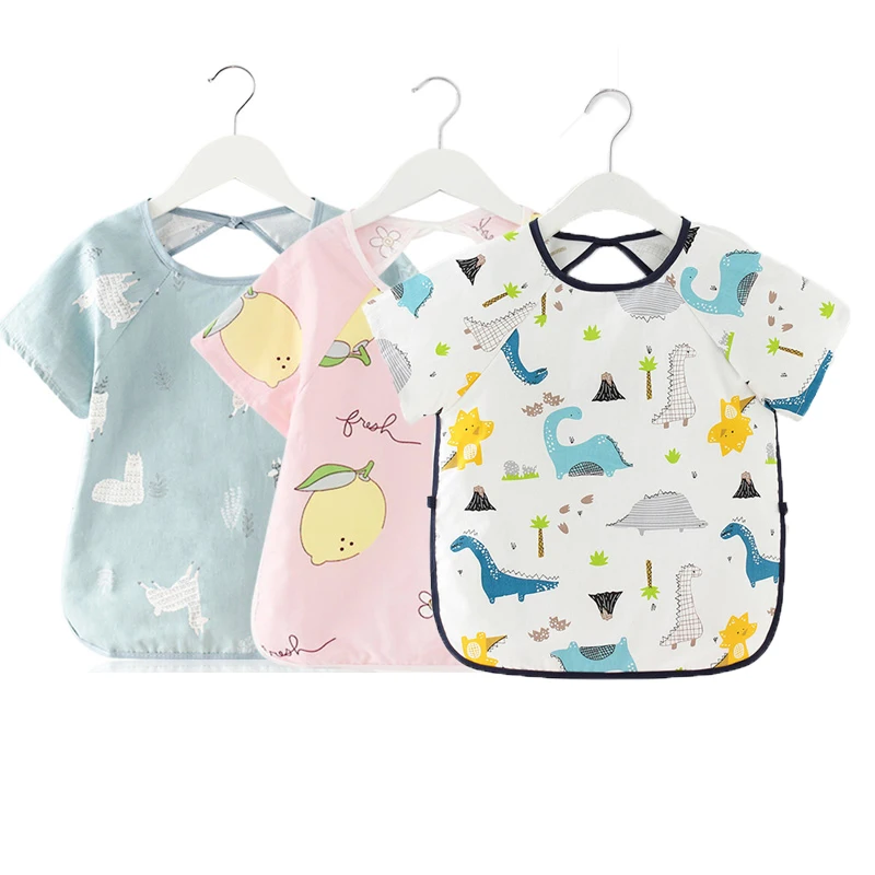 Милые Cartoon детские нагрудники Водонепроницаемые детские едят нагрудники без кармана Дети Рисование Безрукавный фартук Дети Малыш питание.