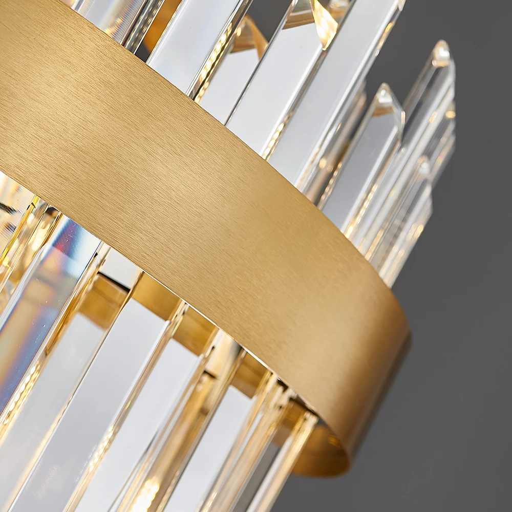 Candelabro de cristal moderno para comedor, lámpara led de cristal de Oro pulido para cocina, Isla, accesorio de luz colgante, iluminación interior de lujo