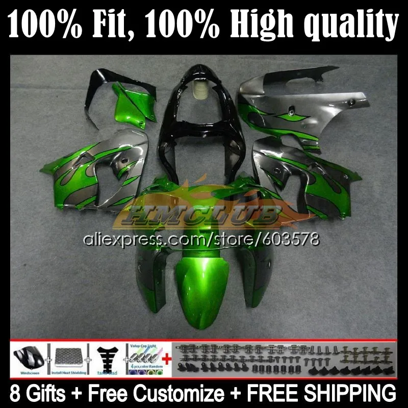 

Инжекционный корпус для KAWASAKI NINJA ZX900 ZX9 ZX 9R 9 R 900 CC 117CL.61 900CC ZX9R 98 99 ZX-9R 1998 1999 OEM обтекатель серый зеленый