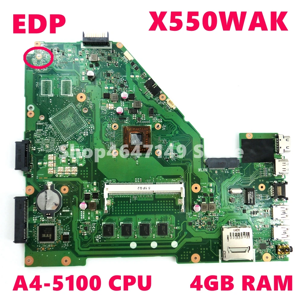 

Материнская плата X550WAK, процессор A4-5100, 4 Гб ОЗУ для ASUS X550W, X550WE, D552W, X550WA, X550WAK, материнская плата ноутбука, тест 100%