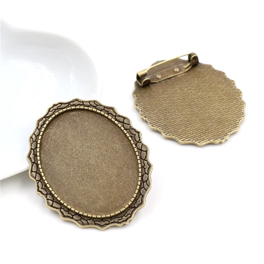 New Fashion 5pcs 30x40mm Inner Size Antique Silver Plated And Bronze Pin Brooch Flowers Style Base Setting Pendant | Украшения и