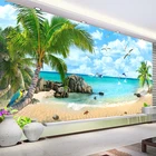 Фотообои по индивидуальному заказу, 3D Пляжный Пейзаж, фон для телевизора, настенное дизайнерское украшение для гостиной, настенная живопись, обои для спальни