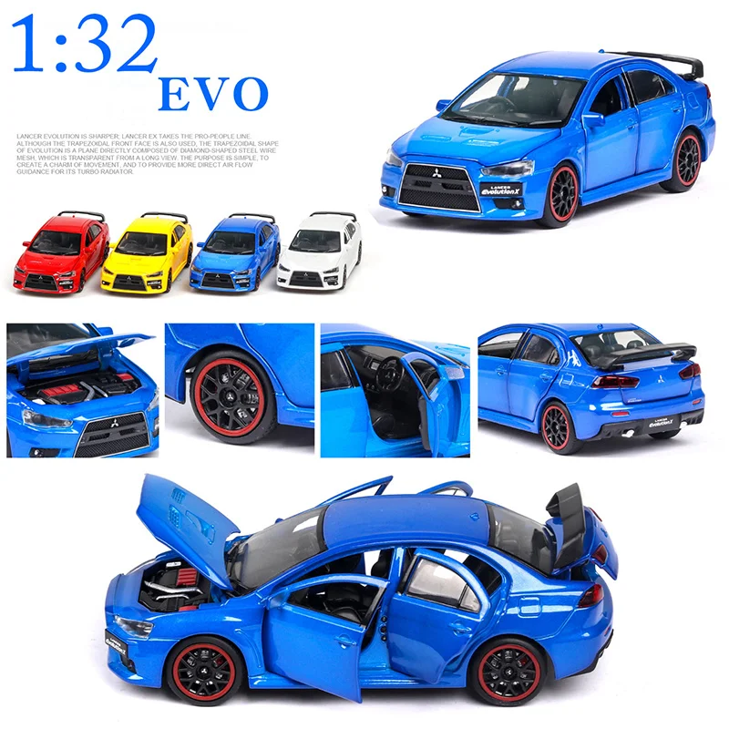 Модель 1/32 EVO модели автомобилей из сплава 6 дверей можно открыть Lancer Evolution LE