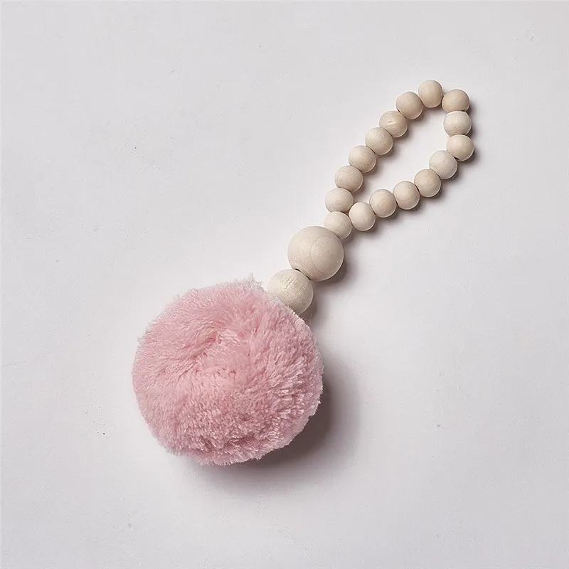 

Baby Bed Hanging Wooden Beads with Tassel Ball Garland Hanging Wall Ornament Kid Room Decorations Nursery Baby Room Photography