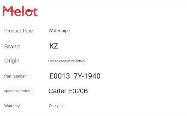 

Kaite 320B Water Pipe Engine Inlet Tube Imported Quality CAT Excavator Parts