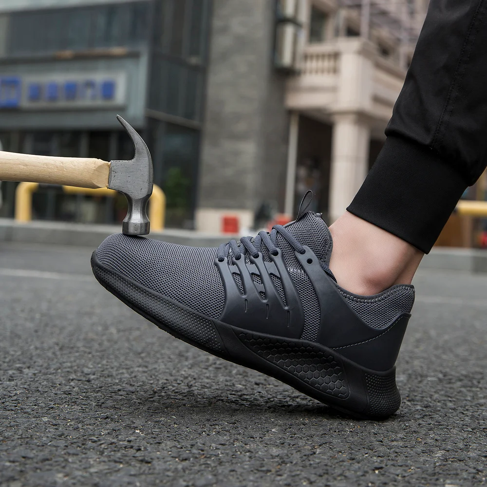 

Outdoor Sneakers Men Steel Toe Shoes Work Safety Shoes Puncture Proof Breathable Mesh Construction Protective Footwear