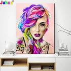 Алмазная живопись для девочек, картина 5d сделай сам с красочными волосами для женщин, полноразмерная, квадратная, круглая, с бусинами, для украшения дома JH147