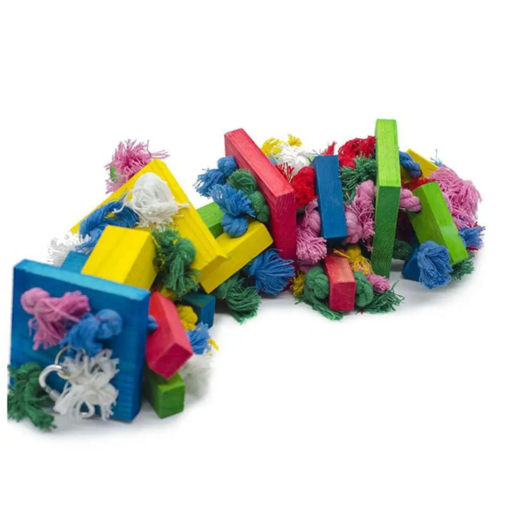 Попуги птицы игрушки цветные хлопковые веревочные узлы блоки для жевания