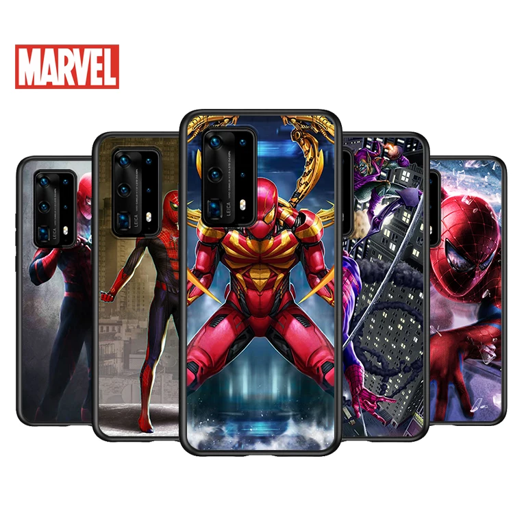 

Soft TPU Cover Cool Marvel SpiderMan For Huawei P40 P30 P20 Pro P10 P9 P8 Lite RU E Mini Plus 2019 2017 Black Phone Case