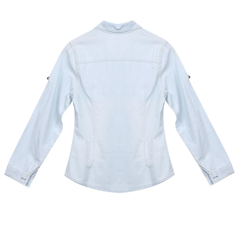 Женская джинсовая рубашка с длинным рукавом Повседневная Блузка мягкие джинсы