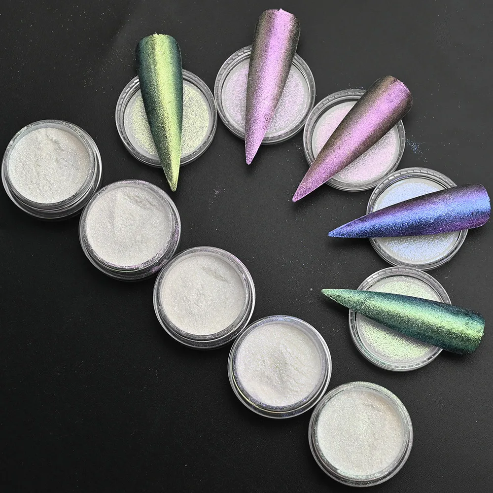 

1Jar Chameleon Ultra-thin Nail Art Glitter 2-3g 3D Holographic Color Change Mirror Powder Chrome Dust Pigment Manicure Decoratio