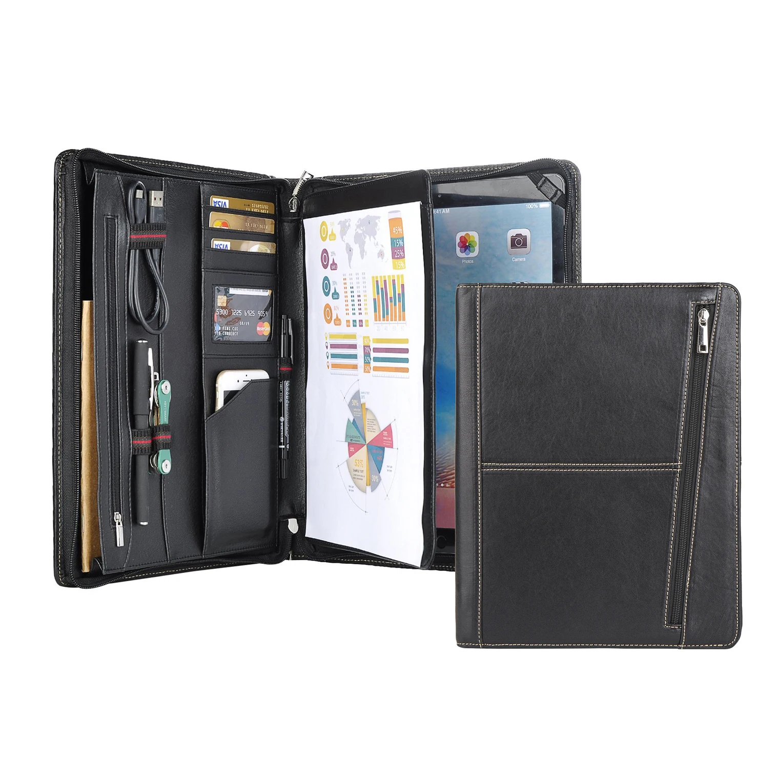 Ручной работы из натуральной кожи Портфель A4 папка бизнес Padfolio портфель чехол