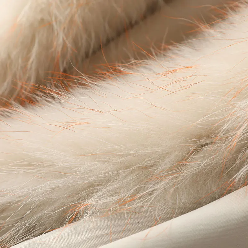 Пальто Pudi женское с натуральным лисьим мехом воротником из енота парка женская