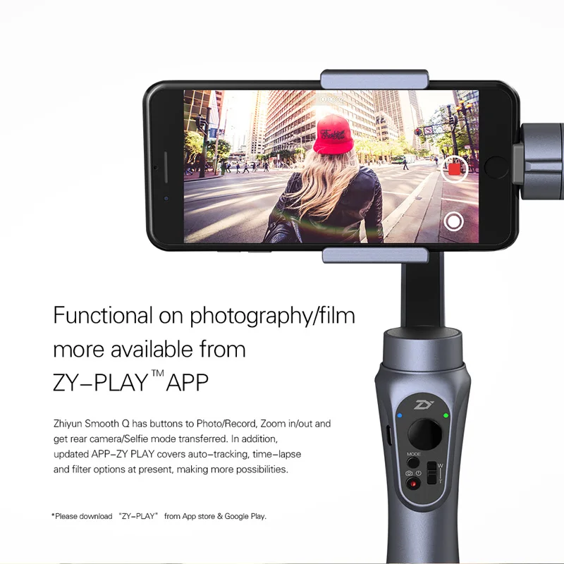 Zhiyun Smooth q 3 осевой ручной шарнирный стабилизатор для камеры Gopro и беспроводной