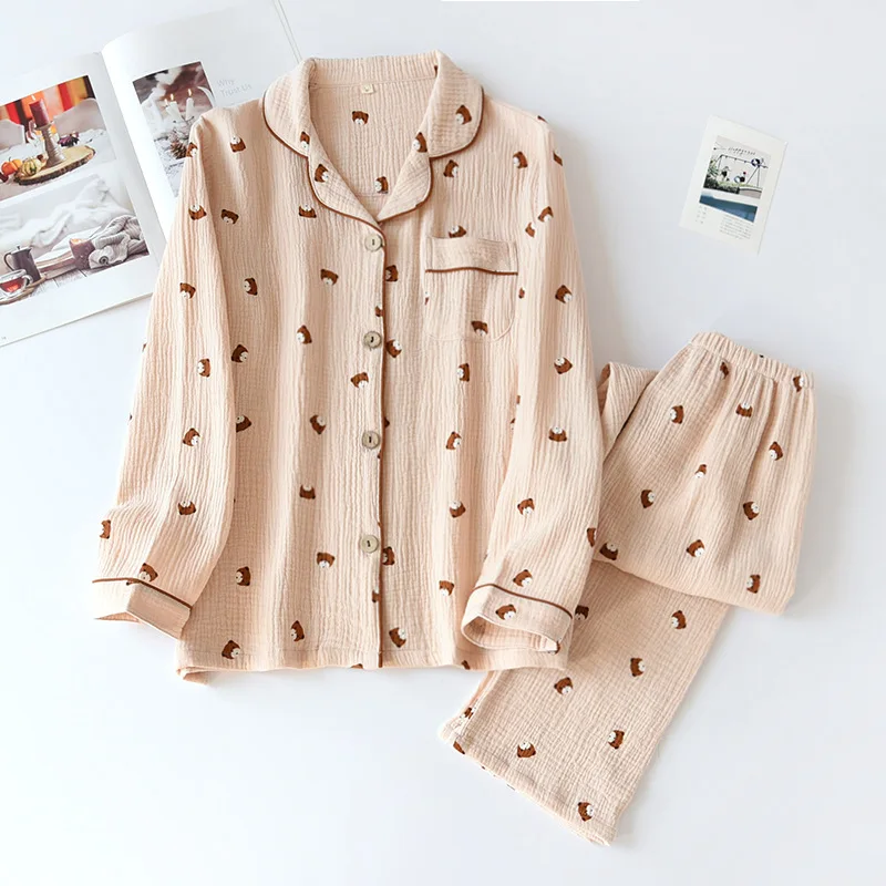 

Lovers Spring Pajamas Couples 100% Cotton Sleepwear Soft Pyjama Sets Nightgown Women Nightwear Sets Long Sleeve Men Home Clothes