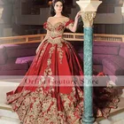 Традиционное вечернее платье, ТРАПЕЦИЕВИДНОЕ ПЛАТЬЕ из двух частей, 2021 кружева, красное арабское кафтан, бальное платье для выпускного вечера
