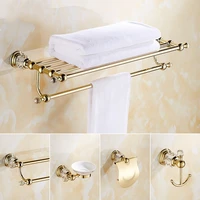 european gold crystal towel rack golden set bathroom storage towel rack stainless steel bathroom accessories set sw967
