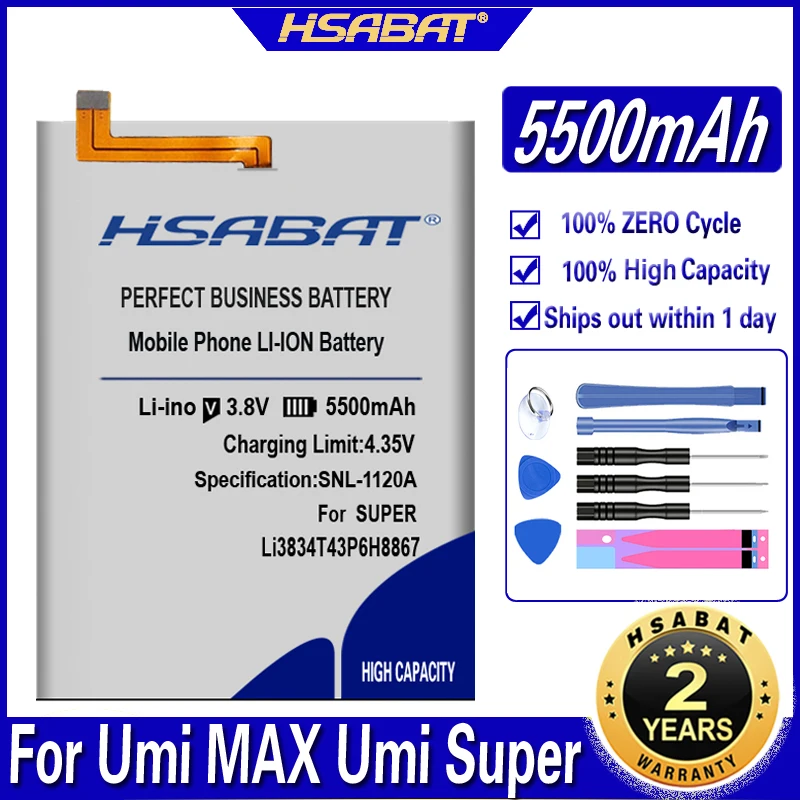 Аккумулятор HSABAT 5500 мАч Li3834T43P6H8867 для Umi Super MAX | Мобильные телефоны и аксессуары