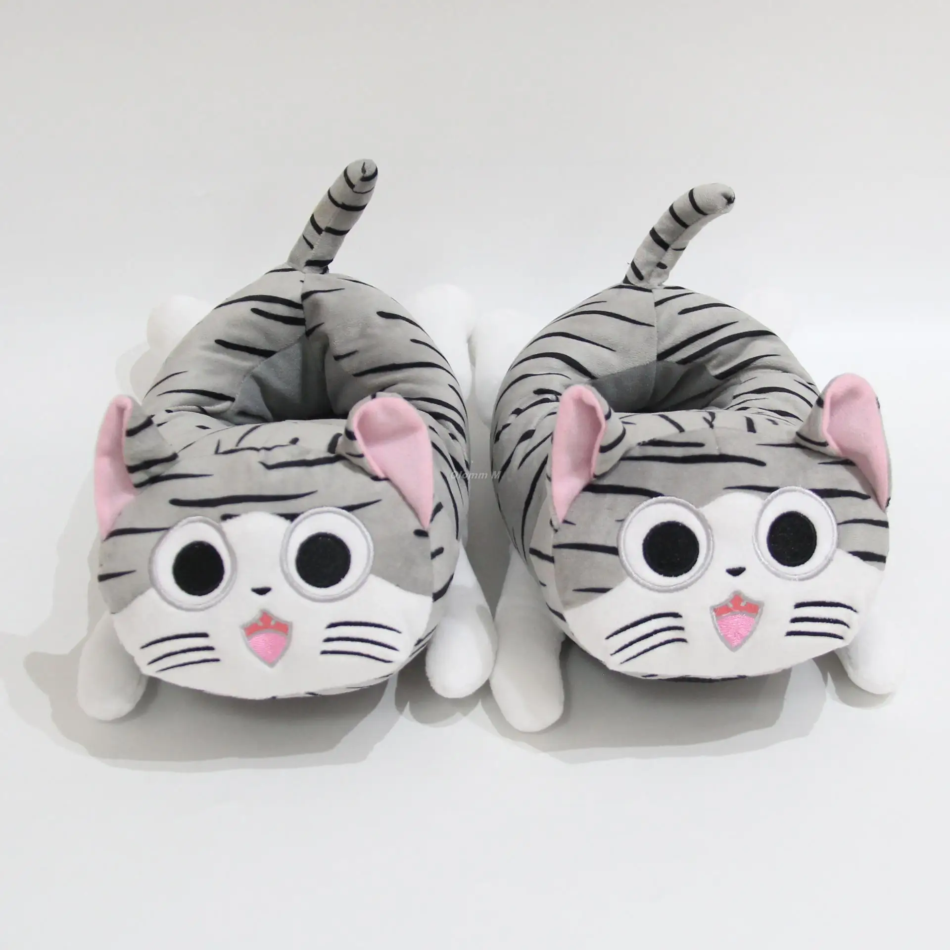 

Y Full Covered Cartoon Cat Slippers Warm Winter Slides Soft Plush Doll Indoor Cute Anime Bedroom Shoes For Man Woman Home Use