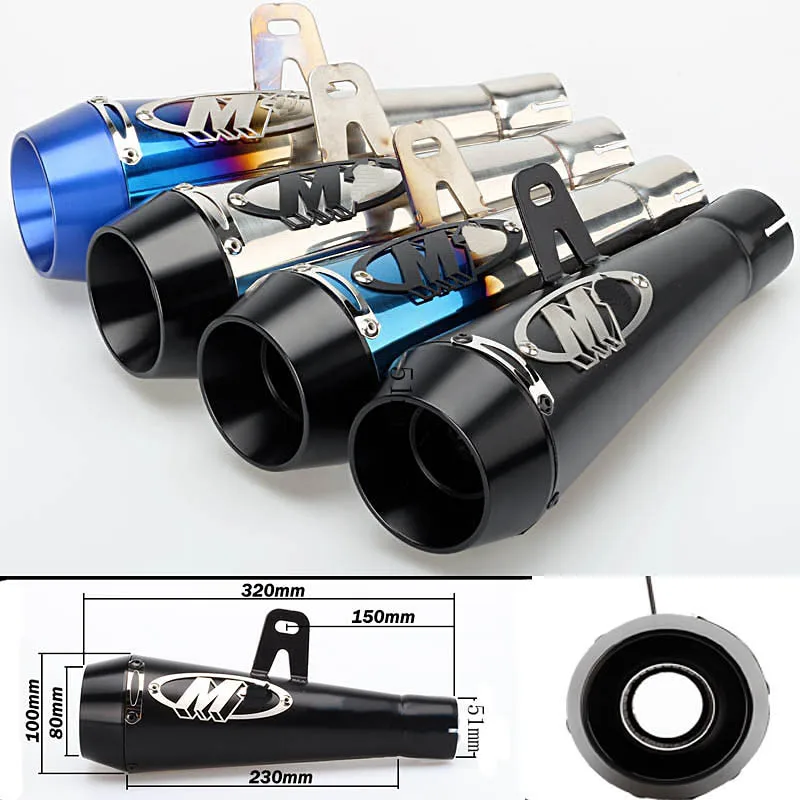 

Motocross Universal Pit Dirt Bike ATV UTV Scooter Slip on 51MM Universal Akarapovic Motorcycle Pipe Exhaust For M4 Yamaha Suzuki