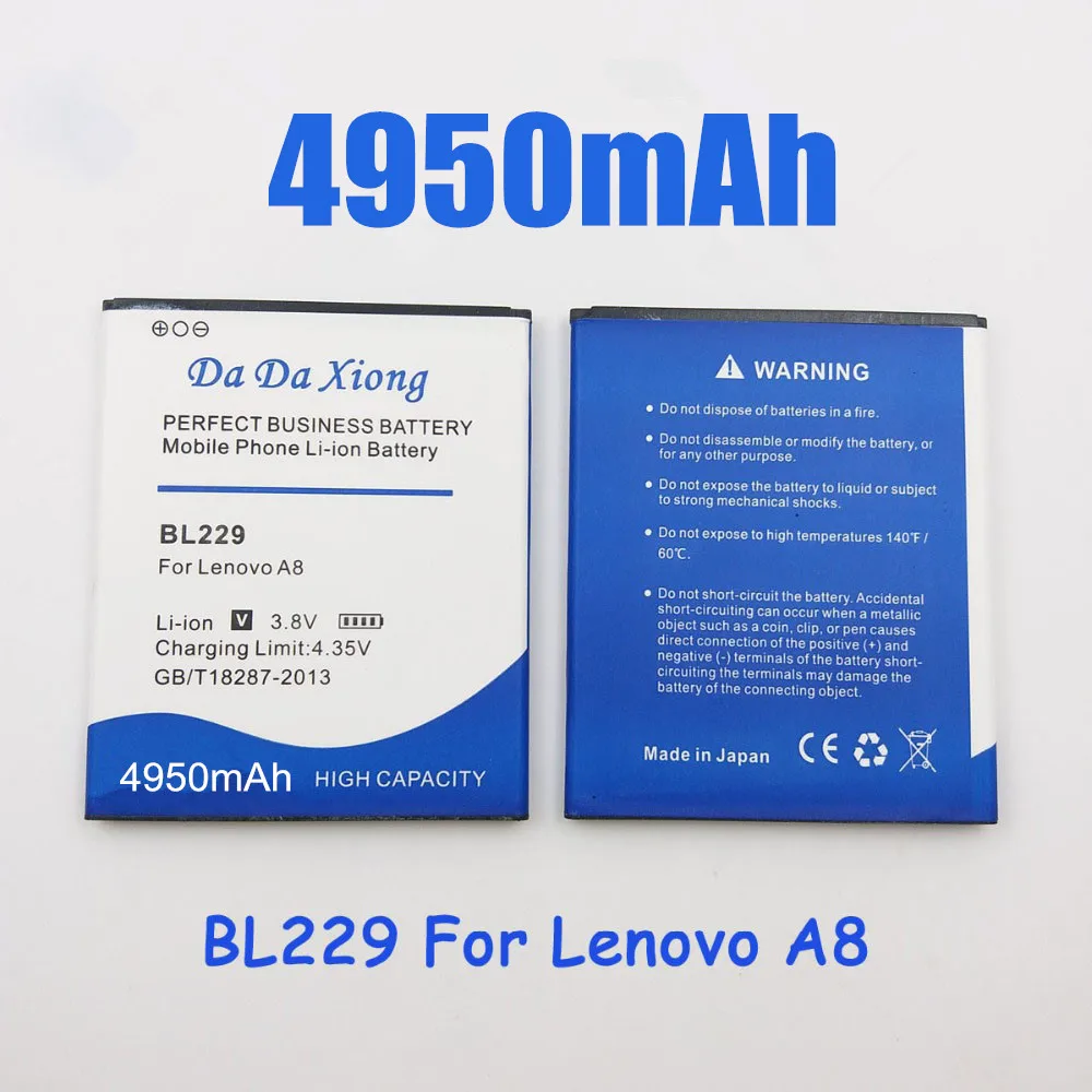 Высококачественный аккумулятор 4950 мАч BL229 BL 229 Для Lenovo A8 A808T A806|Аккумуляторы для