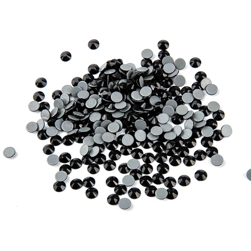 Jet Black Горячая фиксация Стразы SS6-SS34 полный цвет круглый клей основа стразы серый сзади Кристаллы Стразы Горячая фиксация на рюкзак - Цвет: Jet Black