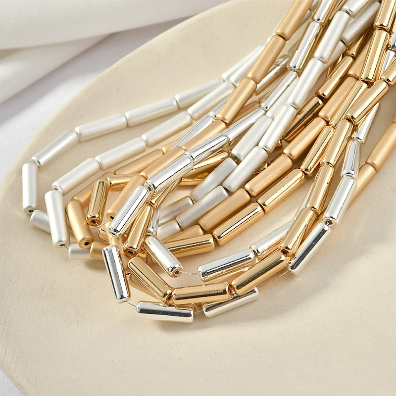 Круглые гематитные длинные прямые трубчатые бусины 4*13 мм сделай сам для