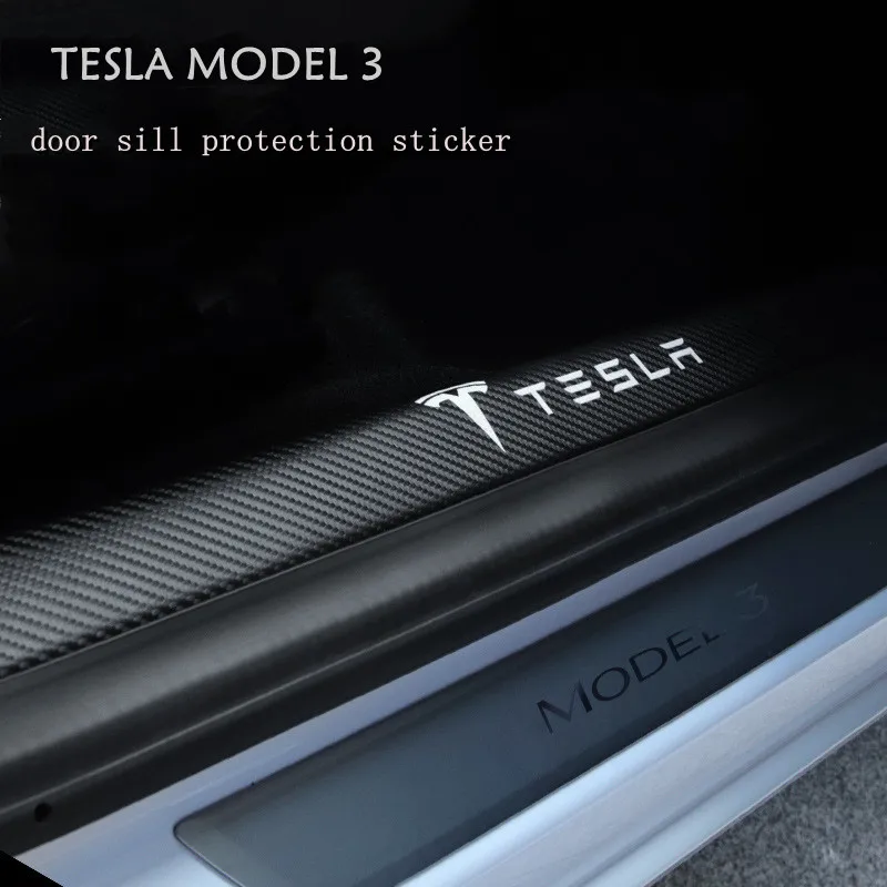 

4 шт., защитные наклейки на пороги автомобиля Tesla Model 3