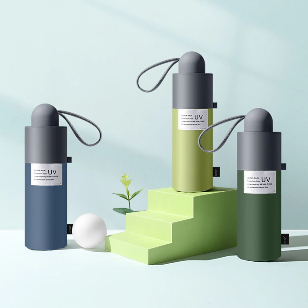 

Мини-зонт Карманный для женщин и мужчин, защита от УФ излучения, маленький солнцезащитный козырек от дождя, дорожные зонтики с ручным открыт...