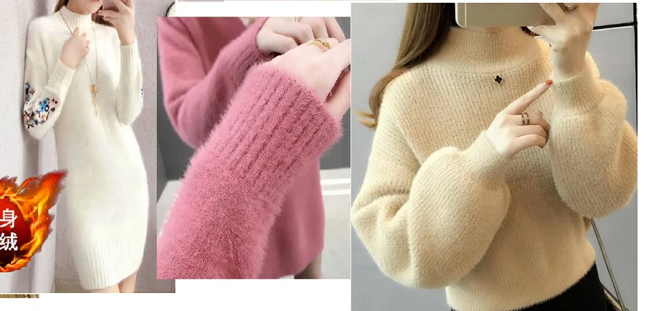 Vestido De Punto Manga Larga Invierno Мода осень и зима длинный вязаный свитер с высоким воротником платье подиумные платья