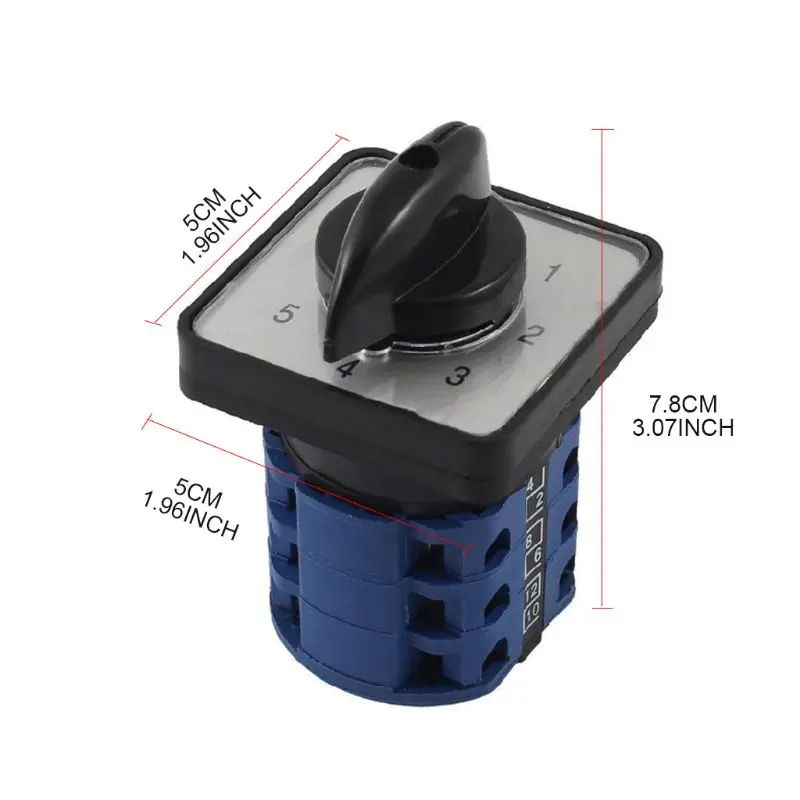 

Panel Mounting Universal Rotary Cam Changeover Switch 5-Position 0-1-2-3-4-5 10 Terminals 3-Phase CA10 660V