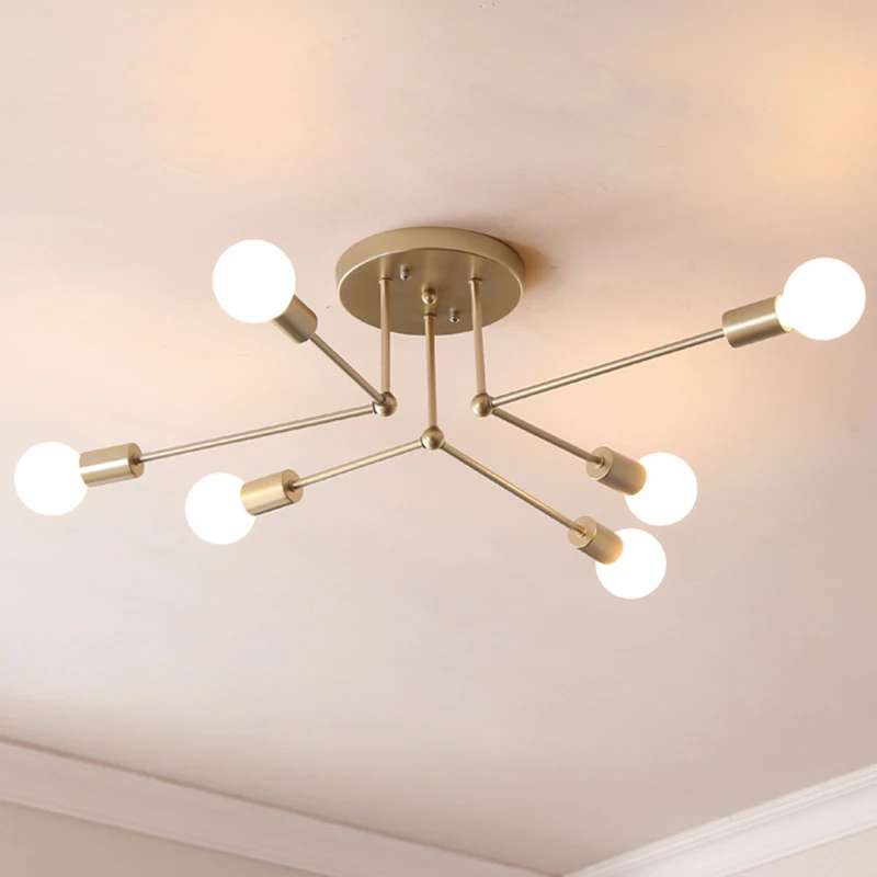 Modern Multiple Rod Dome Night Lamps Ceiling Light Wrought Iron E27 Bulb Cafe Bar Home Decor Lighting Holder Fixture | Лампы и