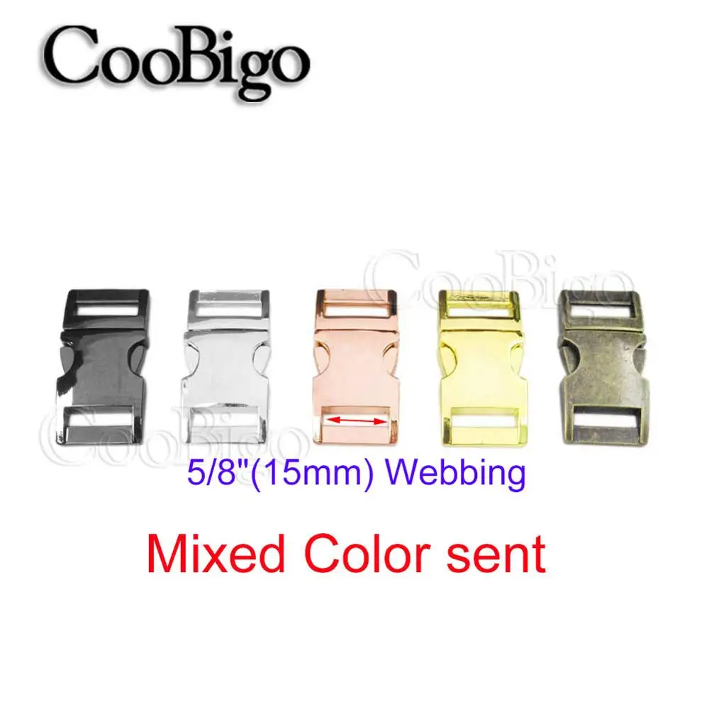 15mm Mixed Colors 100 шт металлическая боковая пряжка парашют 550 Паракорд Браслет собачий ошейник ремень лямки открытый рюкзак сумка Запчасти - Цвет: 15mm Mixed Colors
