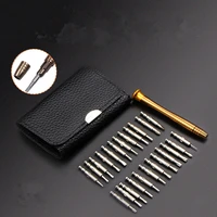 25 in 1 multi function leather case manual screwdriver bit combination set mobile phone notebook disassemble repair tool