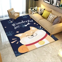 cartoon cute smiling dog pattern carpets for living room modern minimalist style blue area rugs non slip home boy room floor mat