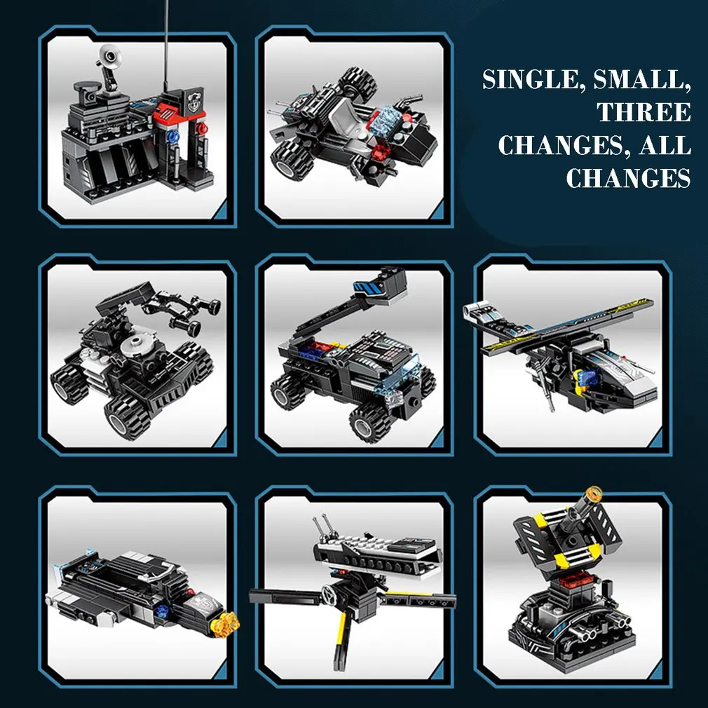 

27 Change 8 In 3 Black Hawk Special Police Chariot Small Particles Building Blocks Puzzle Assembled Toys