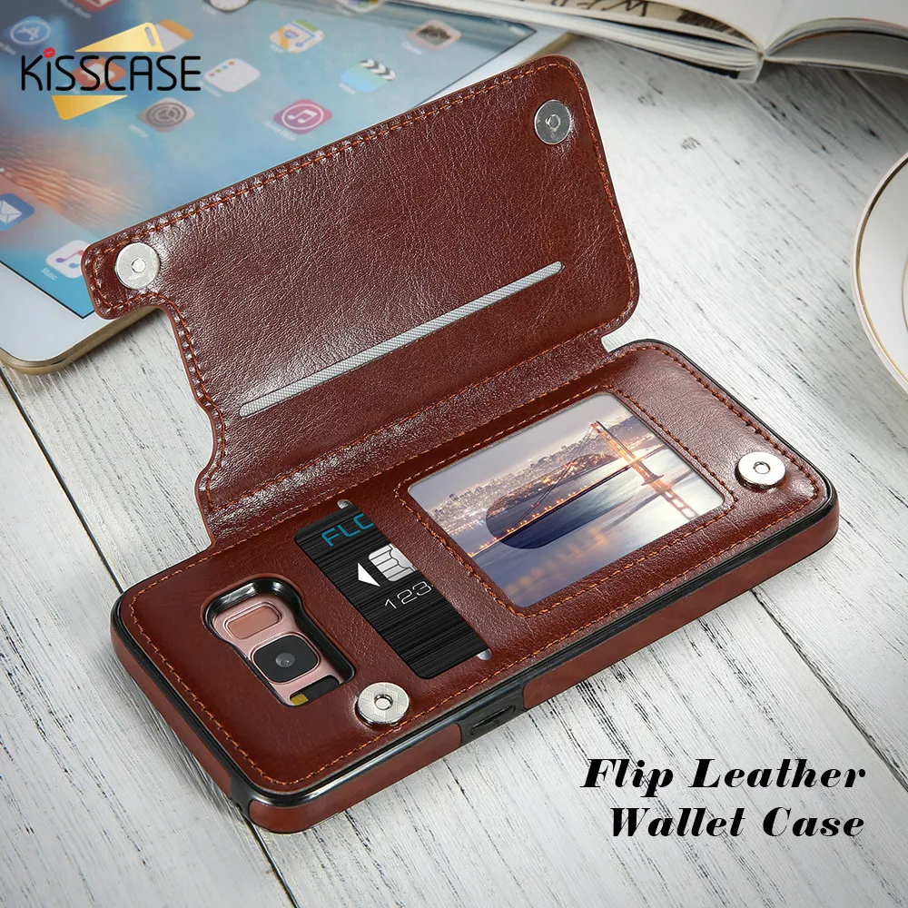 Кожаный чехол KISSCASE для Samsung Galaxy S9 S8 Plus роскошный деловой флип-чехол S7 Edge Note 8 Wallet on.