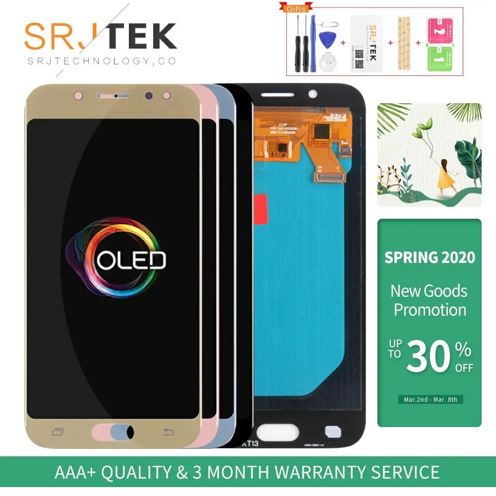 2 шт./лот OLED/TFT экран для Samsung GALAXY J5 2017 LCD J530F Дисплей J530 сенсорный дигитайзер стекло