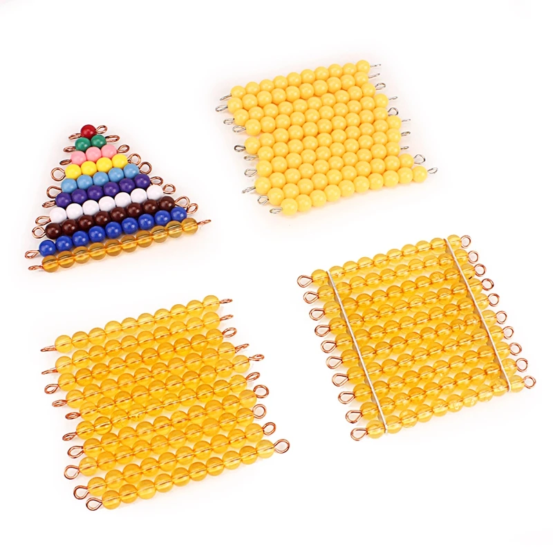Материалы montessori математические игрушки оранжевый золотой пластиковый жемчуг