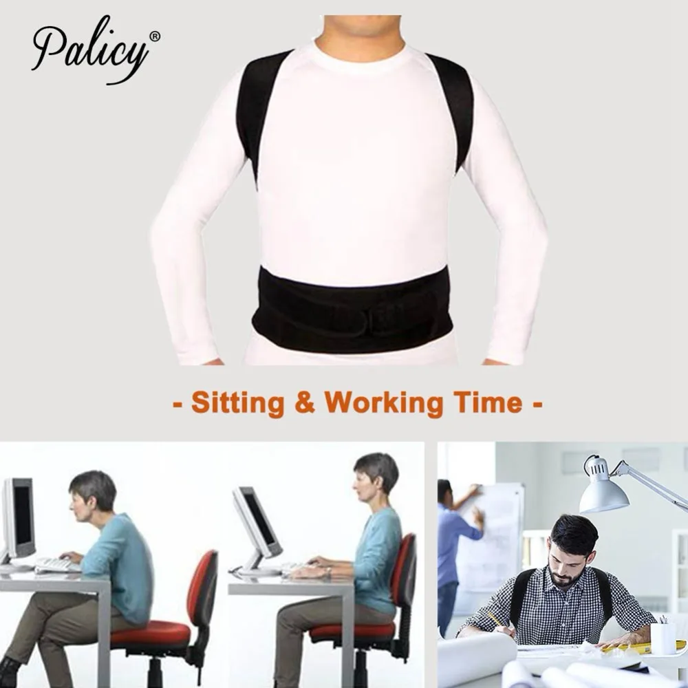 Posture Corrector Back Lumbar Support Shoulder Back Brace Belt Neck Pain Relief Neoprene Strap Pain Relief Belt Adjustable Steel