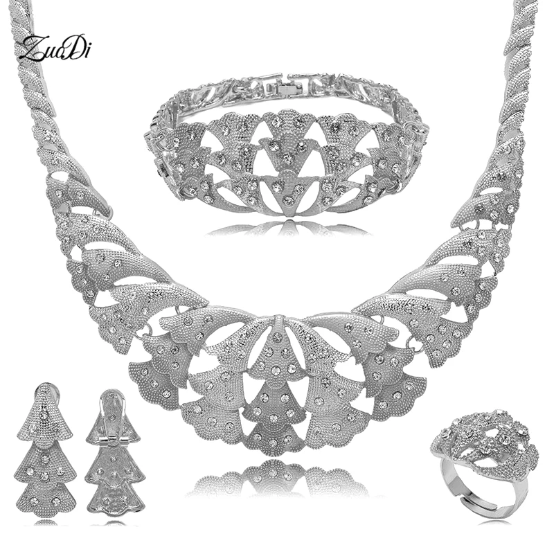 

ZuoDi Nigerian Wedding woman jewelry set African Beads Bridal Jewelry Set 2019 Dubai Gold/Sliver Plated Jewelry Set Wholesale